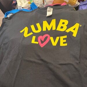 Zumba Fitness Black Tee with Yellow and Pink Design